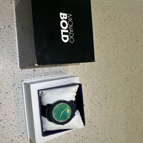 Movado Black and Green Bold Watch